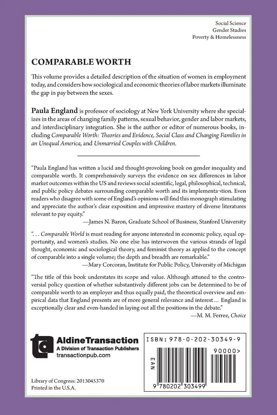 Rückseite: 9780202303499 | Comparable Worth | Social Institutions and Social Change | England