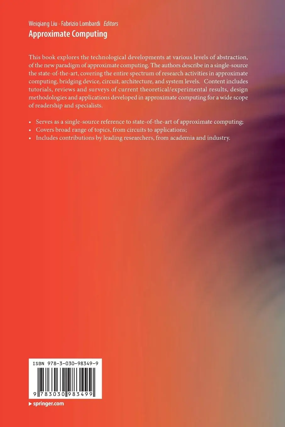 Rückseite: 9783030983499 | Approximate Computing | Weiqiang Liu (u. a.) | Taschenbuch | xviii