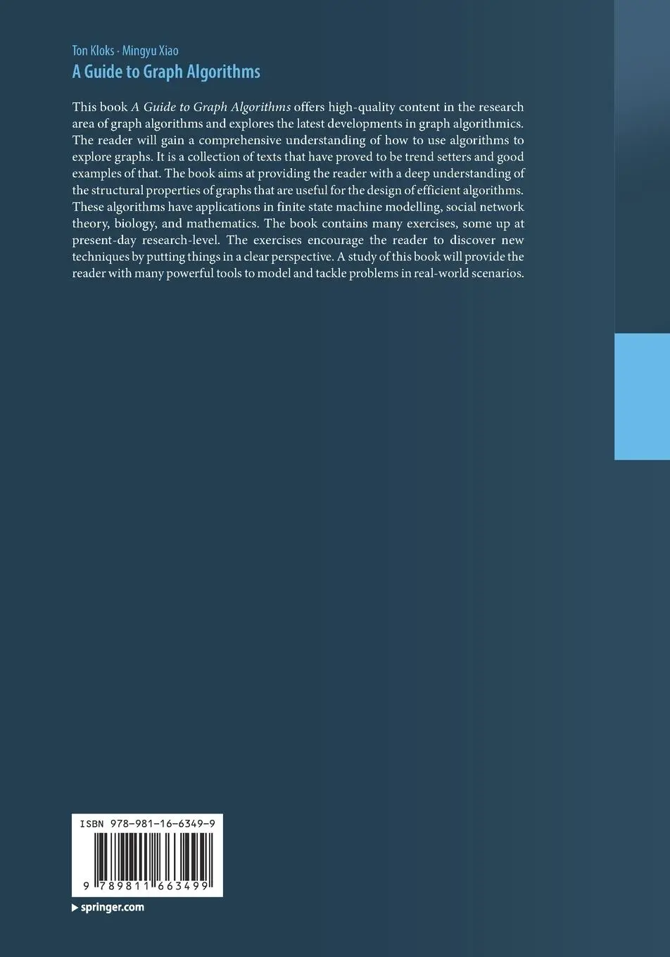 Rückseite: 9789811663499 | A Guide to Graph Algorithms | Mingyu Xiao (u. a.) | Taschenbuch | xv