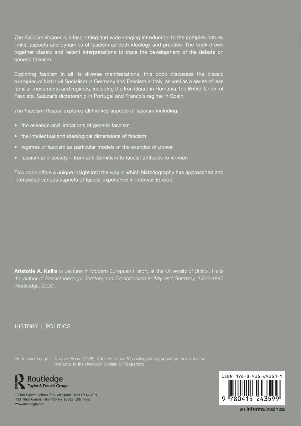 Rückseite: 9780415243599 | The Fascism Reader | Aristotle A Kallis | Taschenbuch | Englisch