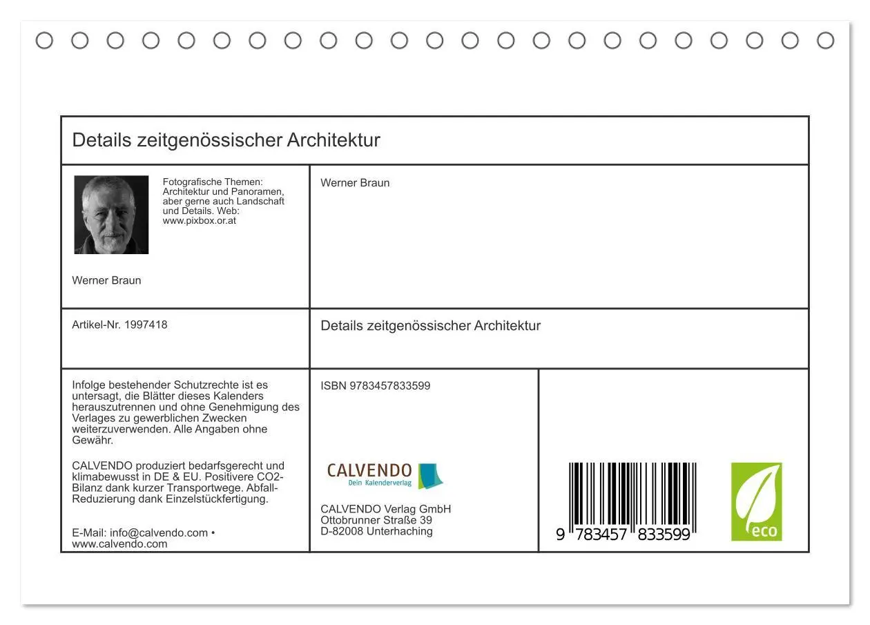 Bild: 9783457833599 | Details zeitgenössischer Architektur (Tischkalender 2026 DIN A5...