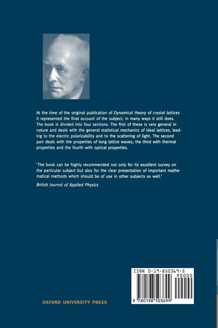 Rückseite: 9780198503699 | Dynamical Theory of Crystal Lattices | Max Born (u. a.) | Taschenbuch