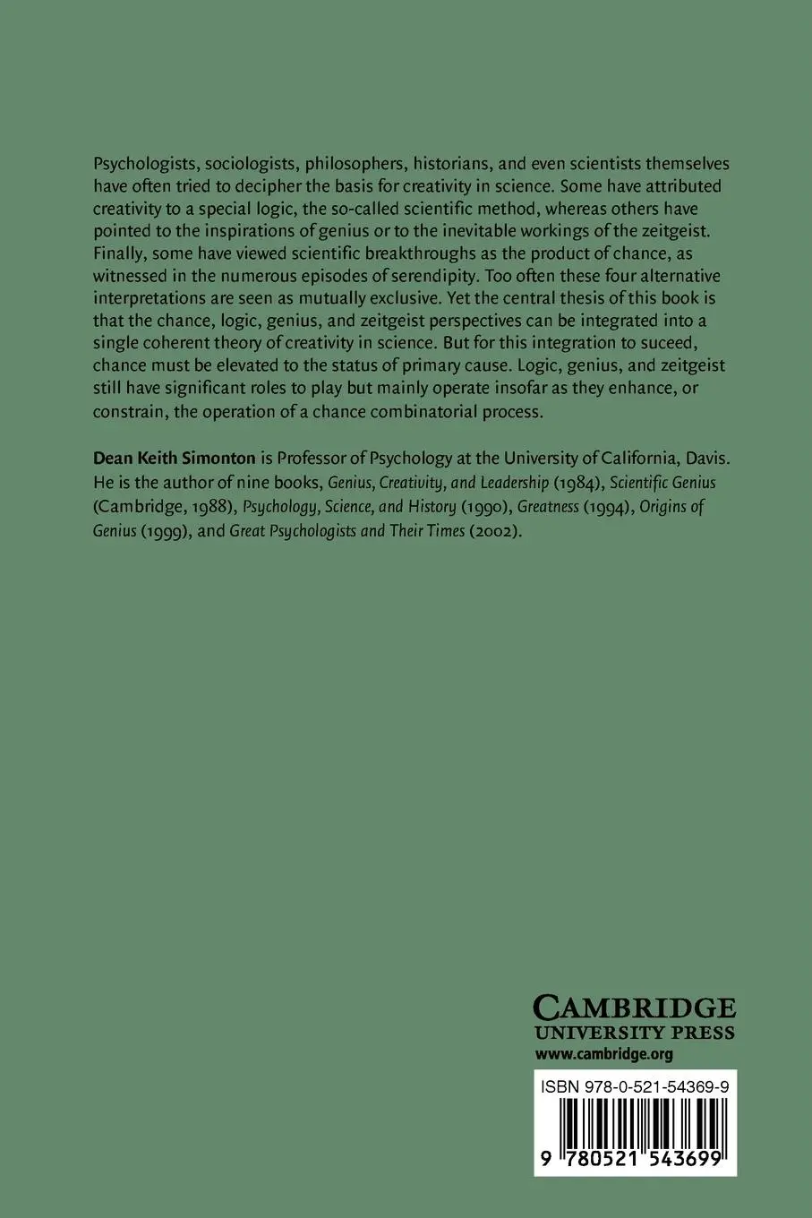 Rückseite: 9780521543699 | Creativity in Science | Chance, Logic, Genius, and Zeitgeist | Buch