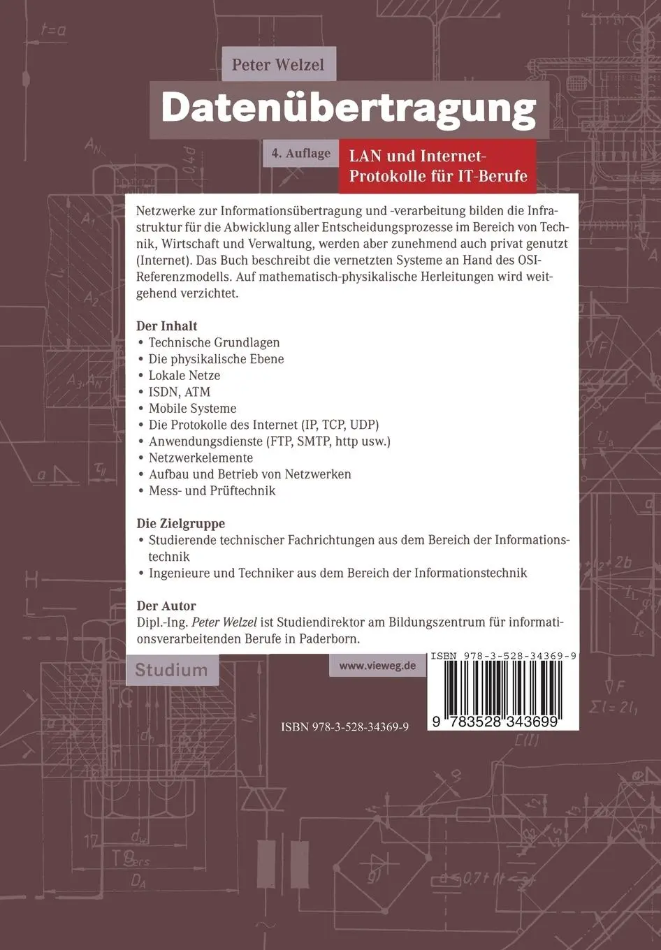 Rückseite: 9783528343699 | Datenübertragung | LAN und Internet-Protokolle für IT-Berufe | Welzel