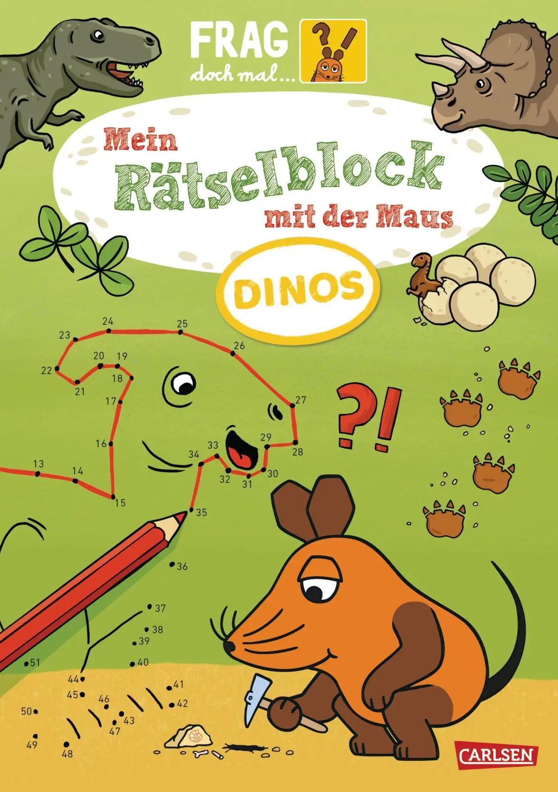 Cover: 9783551253699 | Frag doch mal ... die Maus: Mein Rätselblock mit der Maus - Dinos