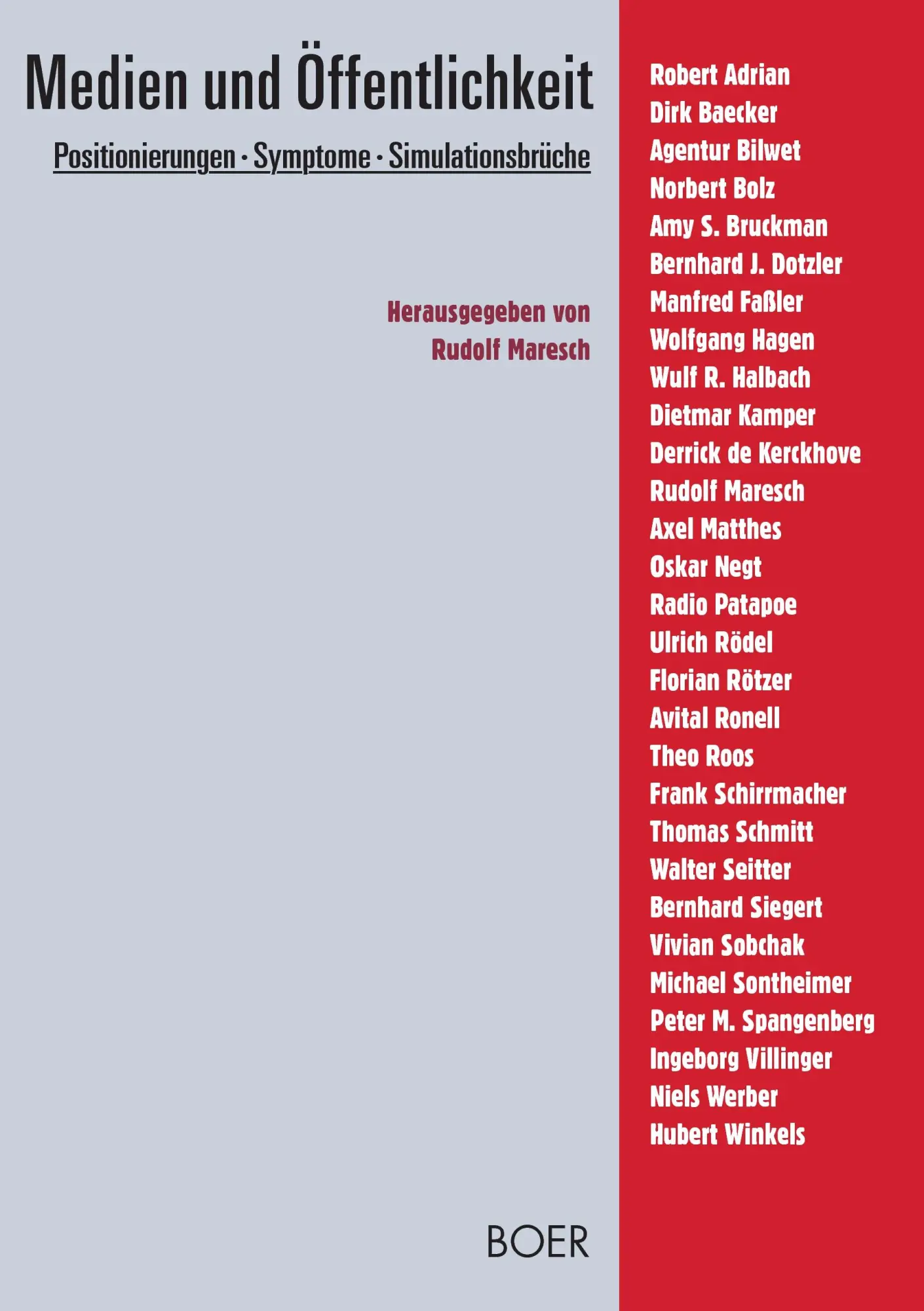 Cover: 9783924963699 | Medien und Öffentlichkeit | Rudolf Maresch | Taschenbuch | 400 S.