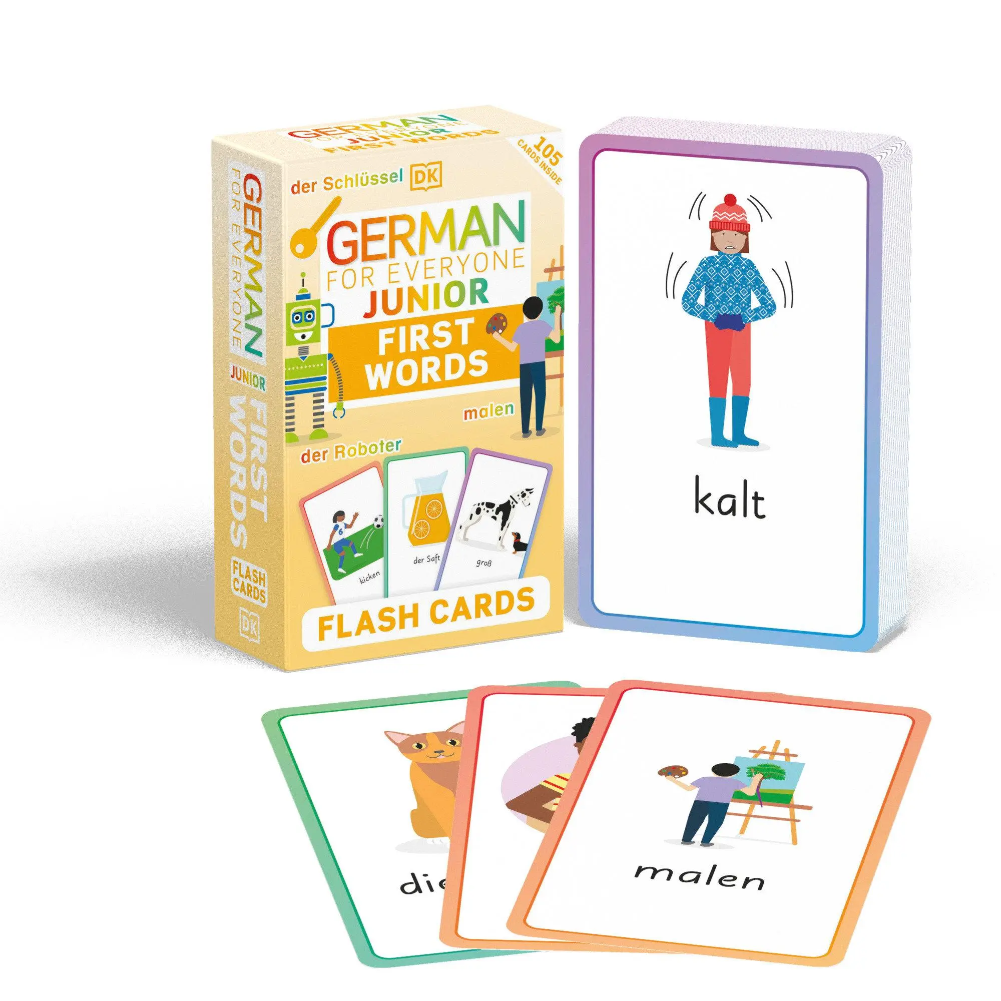 Cover: 9780744073799 | German for Everyone Junior First Words Flash Cards | Dk | Box | 2023