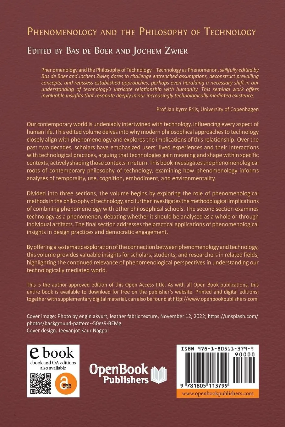 Rückseite: 9781805113799 | Phenomenology and the Philosophy of Technology | Bas de Boer (u. a.)