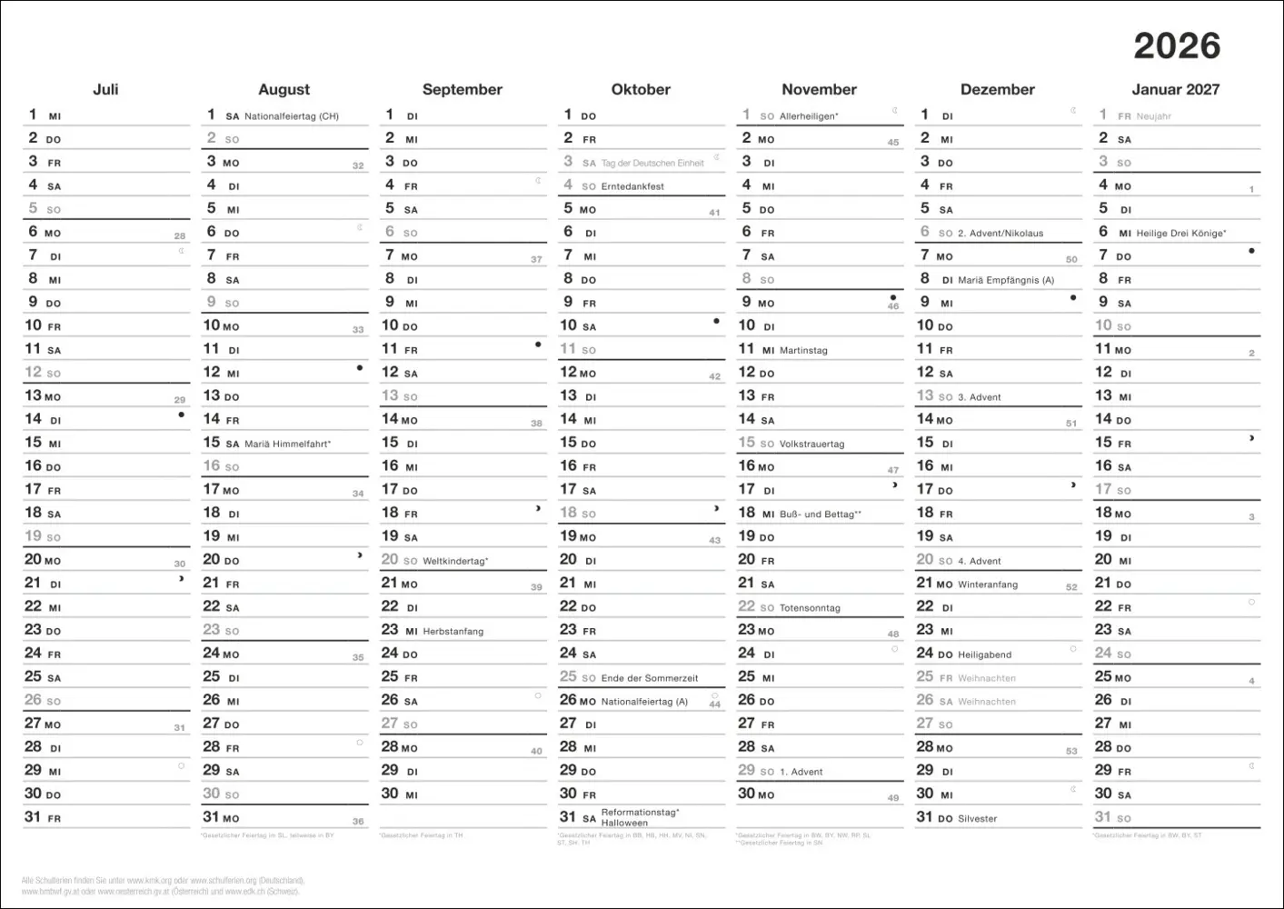 Bild: 9783756413799 | Black&amp;White Tafelkalender A4 2026 | Kalender | Loseblatt-Ausgabe