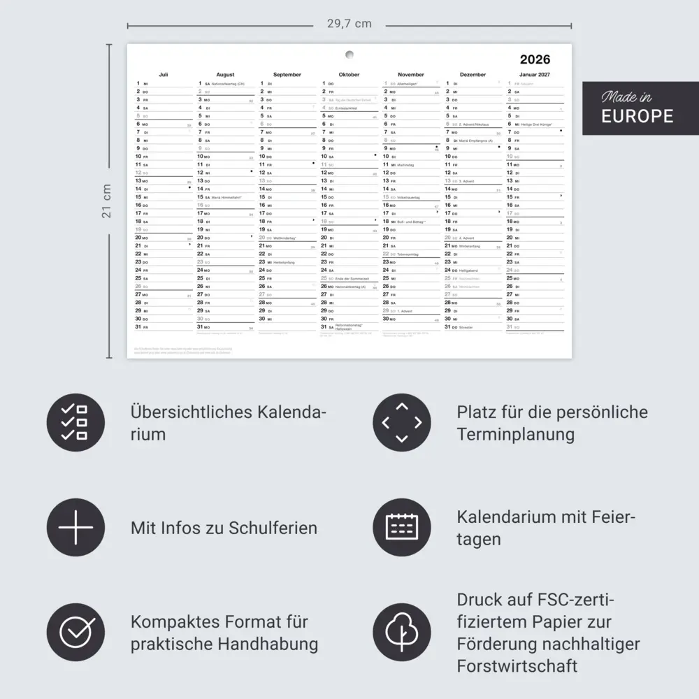 Bild: 9783756413799 | Black&amp;White Tafelkalender A4 2026 | Kalender | Loseblatt-Ausgabe