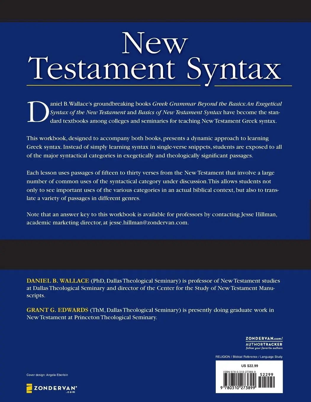 Rückseite: 9780310273899 | A Workbook for New Testament Syntax | Daniel B. Wallace (u. a.) | Buch
