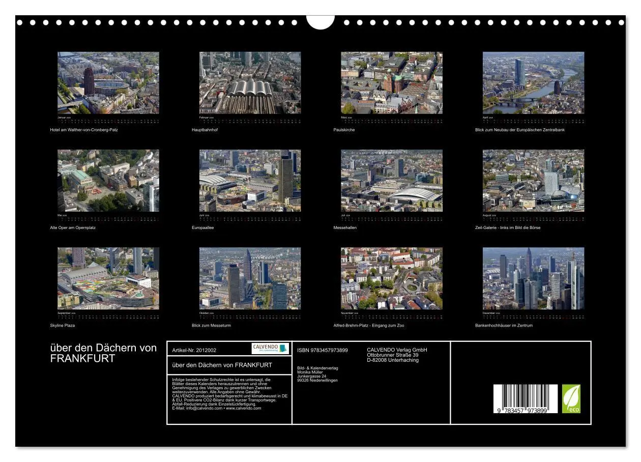 Bild: 9783457973899 | über den Dächern von FRANKFURT (Wandkalender 2026 DIN A3 quer),...