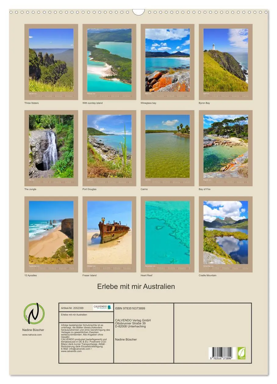 Bild: 9783516373899 | Erlebe mit mir Australien (Wandkalender 2026 DIN A2 hoch), CALVENDO...