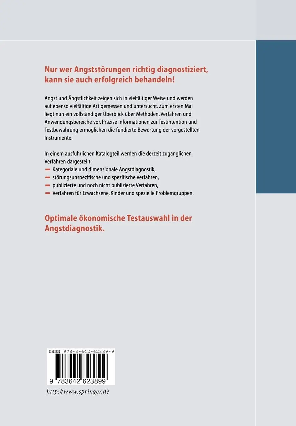 Rückseite: 9783642623899 | Angstdiagnostik | Grundlagen und Testverfahren | Margraf (u. a.) | xvi