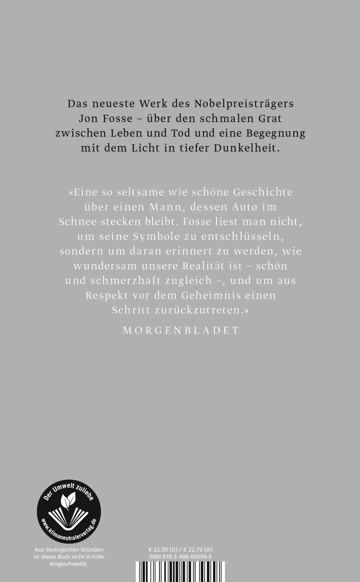 Rückseite: 9783498003999 | Ein Leuchten | Jon Fosse | Buch | 80 S. | Deutsch | 2023