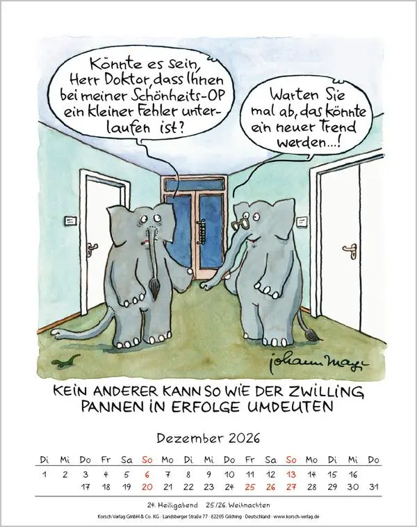 Bild: 9783731883999 | Zwillinge 2026 | Verlag Korsch | Kalender | Spiralbindung | 13 S.