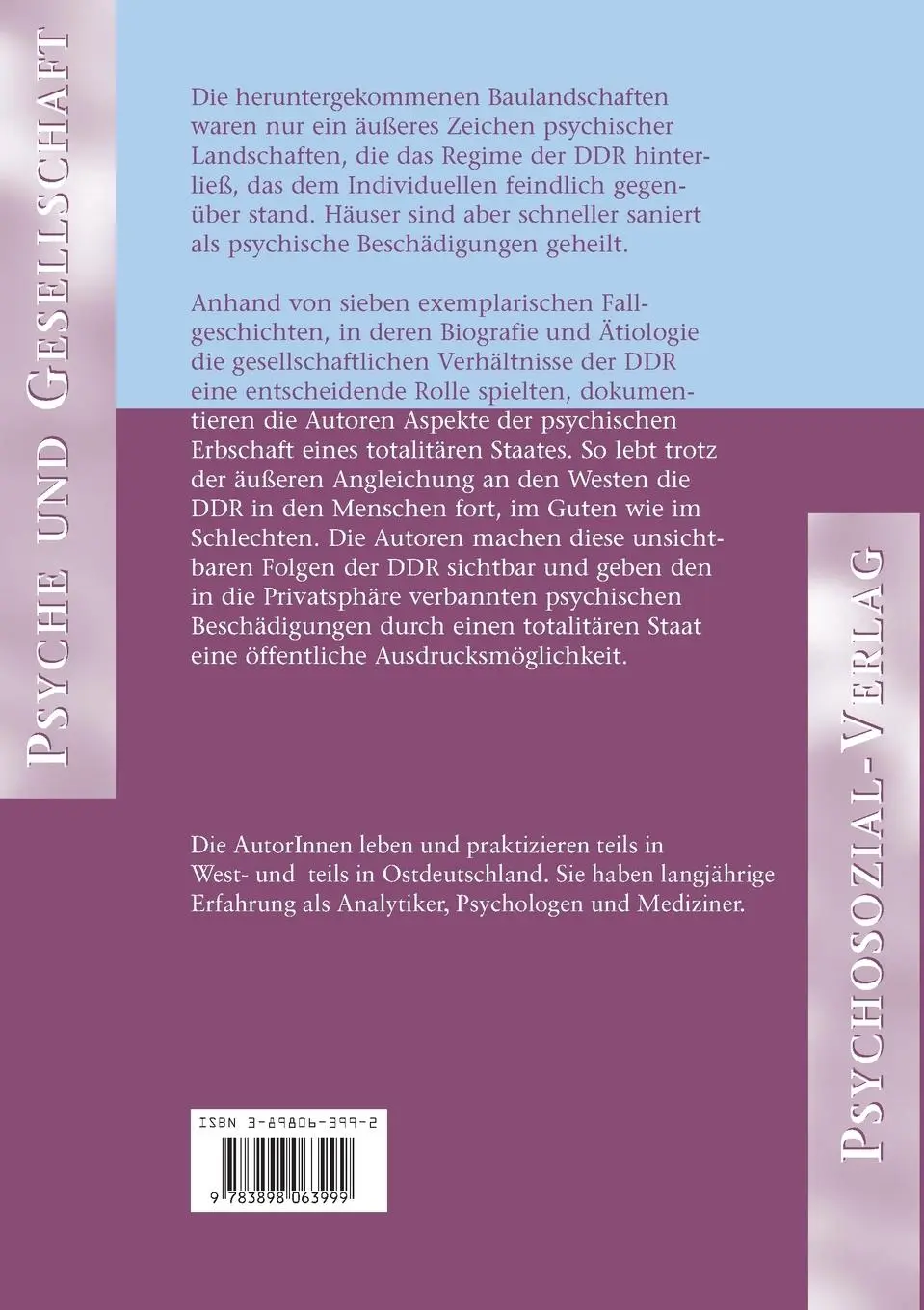 Rückseite: 9783898063999 | Seele und totalitärer Staat | Zur psychischen Erbschaft der DDR | Buch