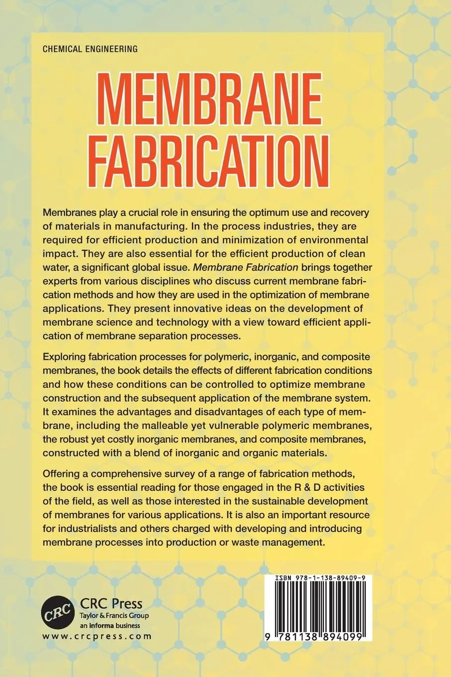 Rückseite: 9781138894099 | Membrane Fabrication | Nidal Hilal (u. a.) | Taschenbuch | Englisch