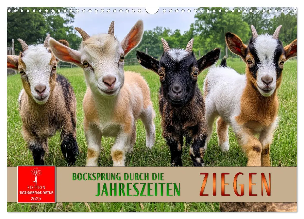 Cover: 9783457304099 | Ziegen - Bocksprung durch das Jahr (Wandkalender 2026 DIN A3 quer),...