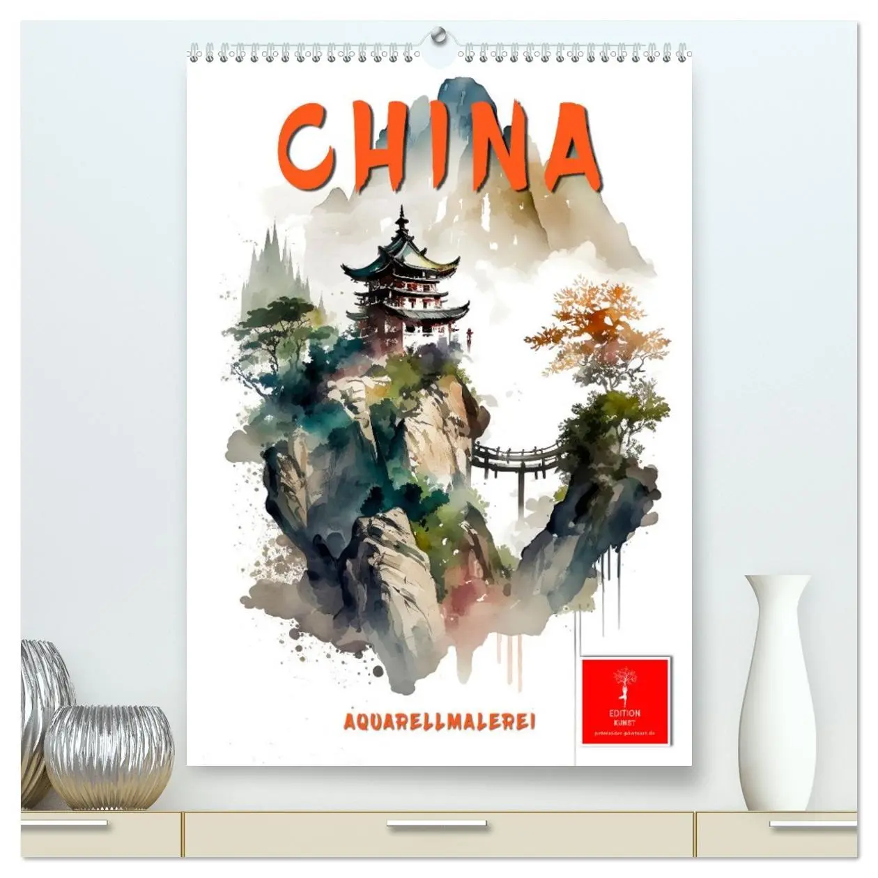 Cover: 9783516324099 | China - Aquarellmalerei (hochwertiger Premium Wandkalender 2026 DIN...