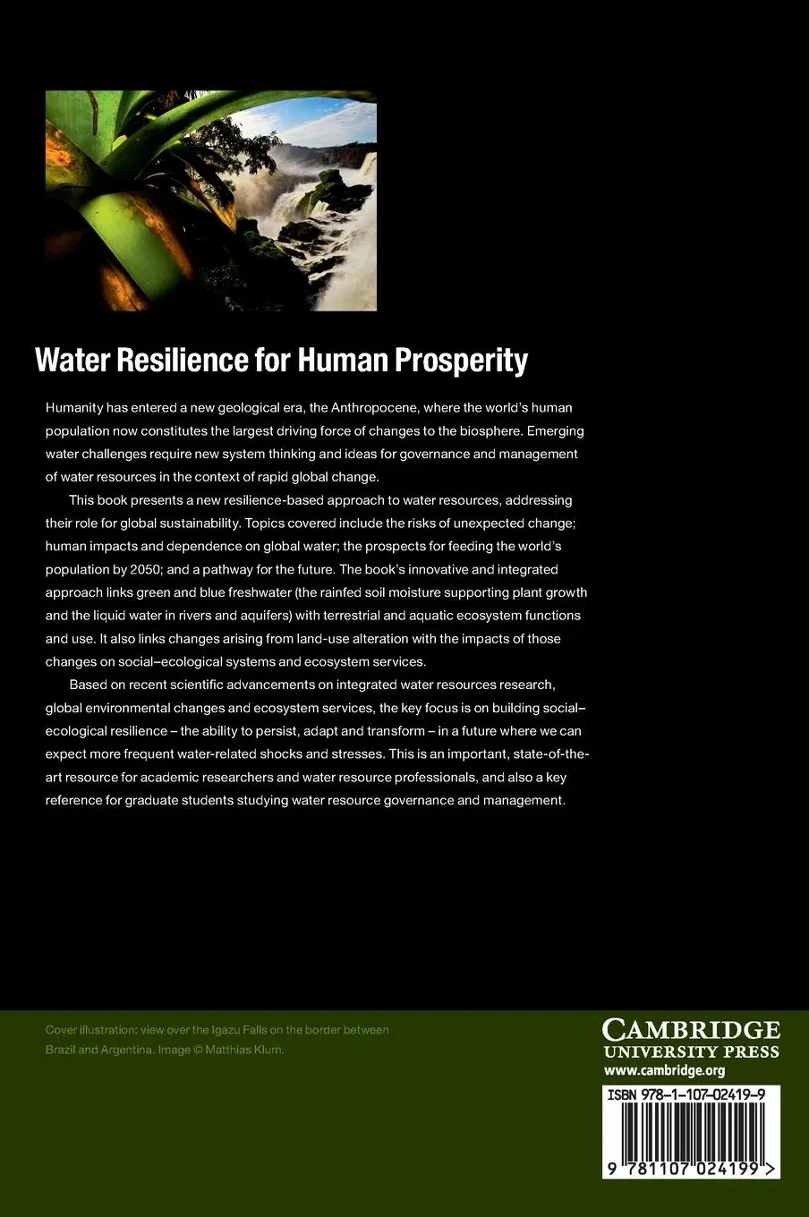 Rückseite: 9781107024199 | Water Resilience for Human Prosperity | Johan Rockström (u. a.) | Buch