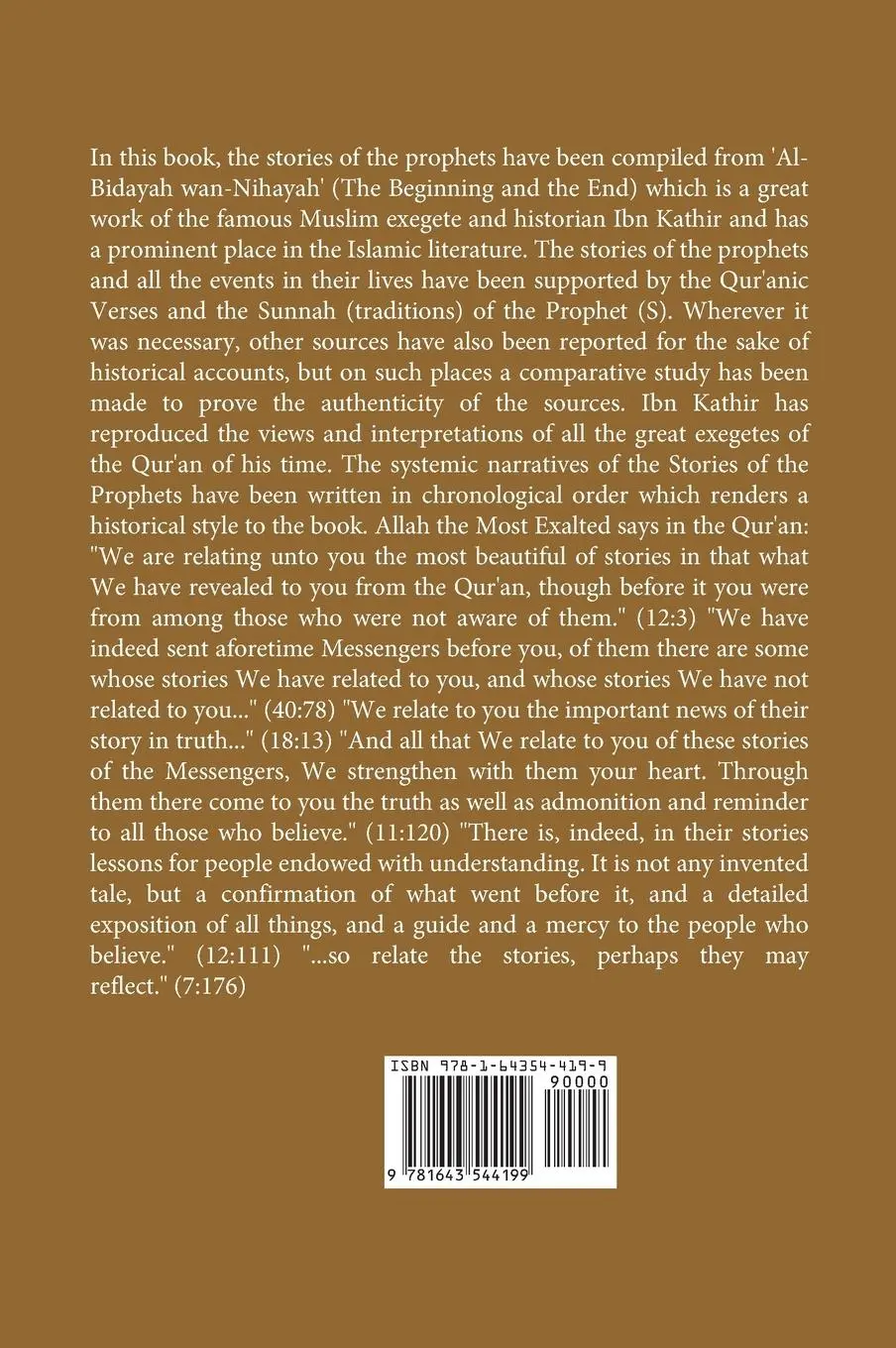 Rückseite: 9781643544199 | Stories of the Prophets | Ibn Kathir | Buch | Englisch | 2021