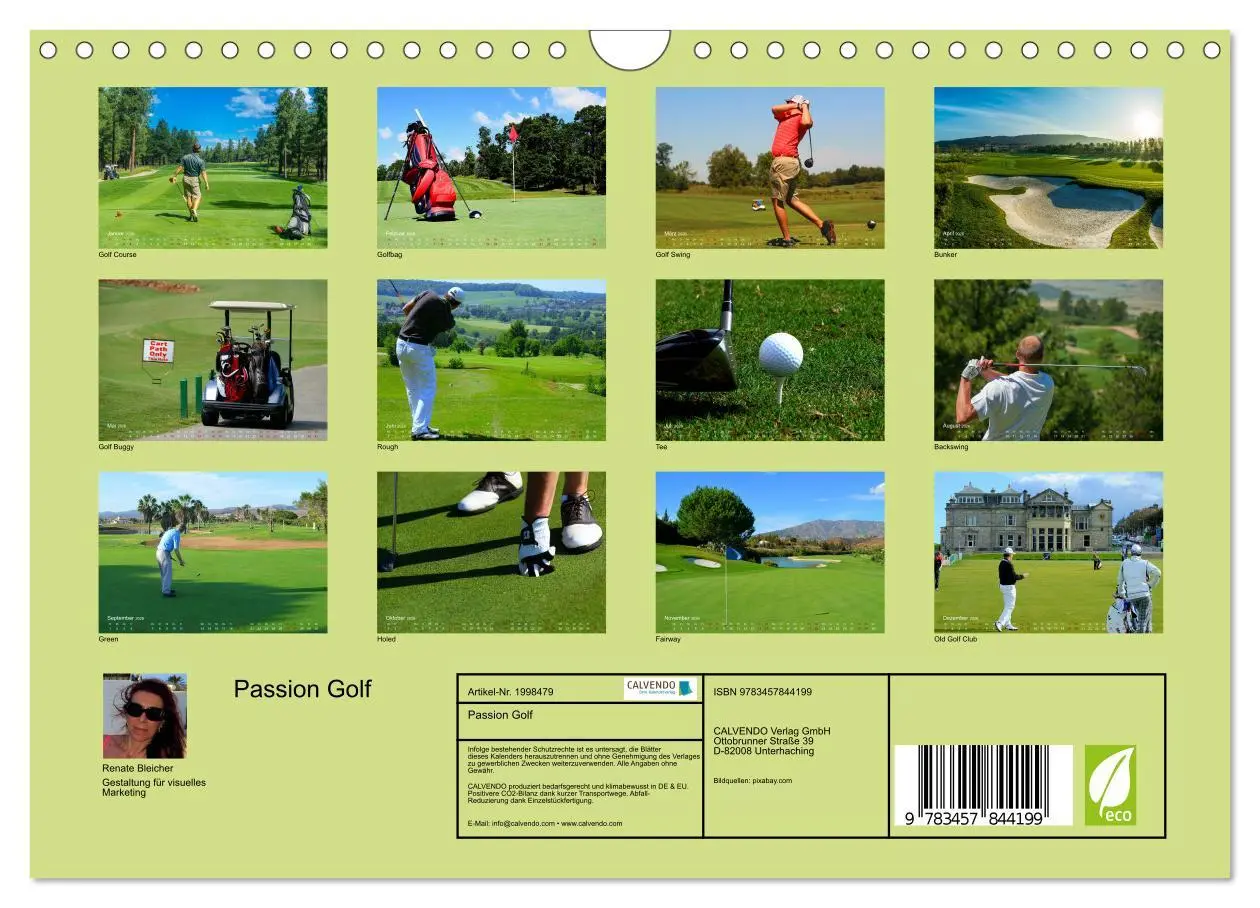 Bild: 9783457844199 | Passion Golf (Wandkalender 2026 DIN A4 quer), CALVENDO Monatskalender