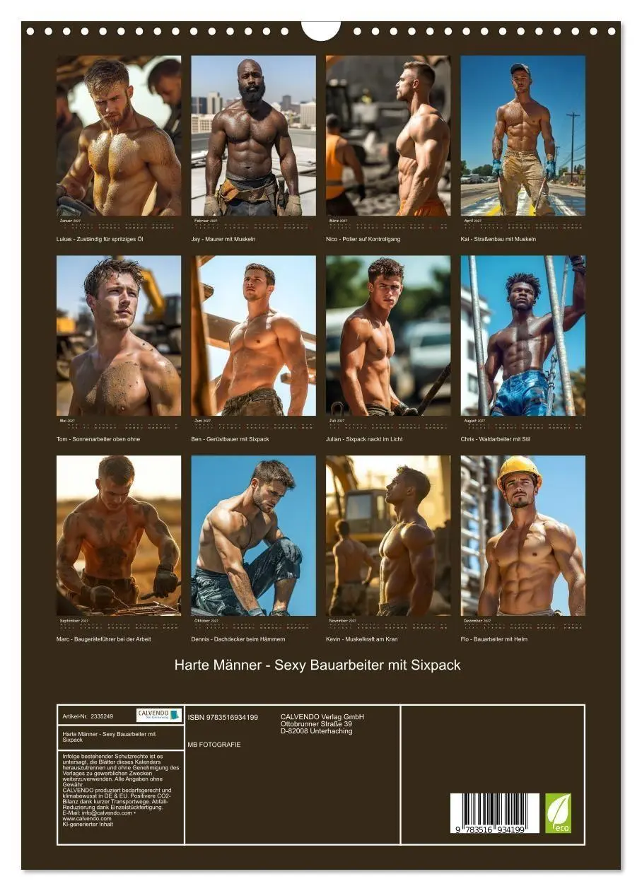Bild: 9783516934199 | Harte Männer - Sexy Bauarbeiter mit Sixpack (Wandkalender 2027 DIN...