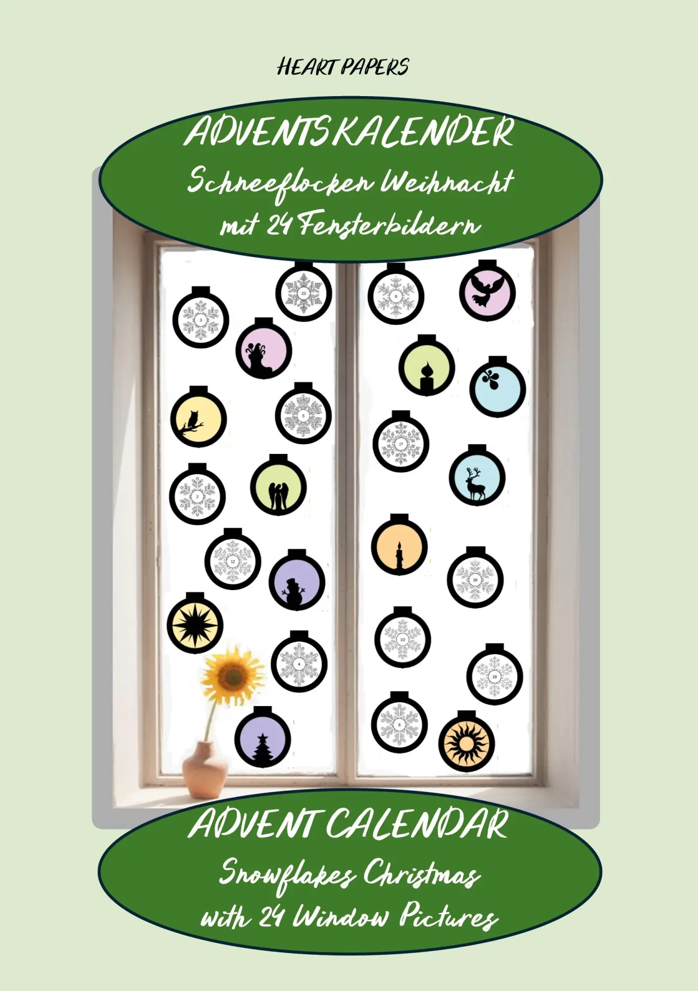 Cover: 9783695134199 | Adventskalender Schneeflocken Weihnacht 24 Fensterbildern - Advent...