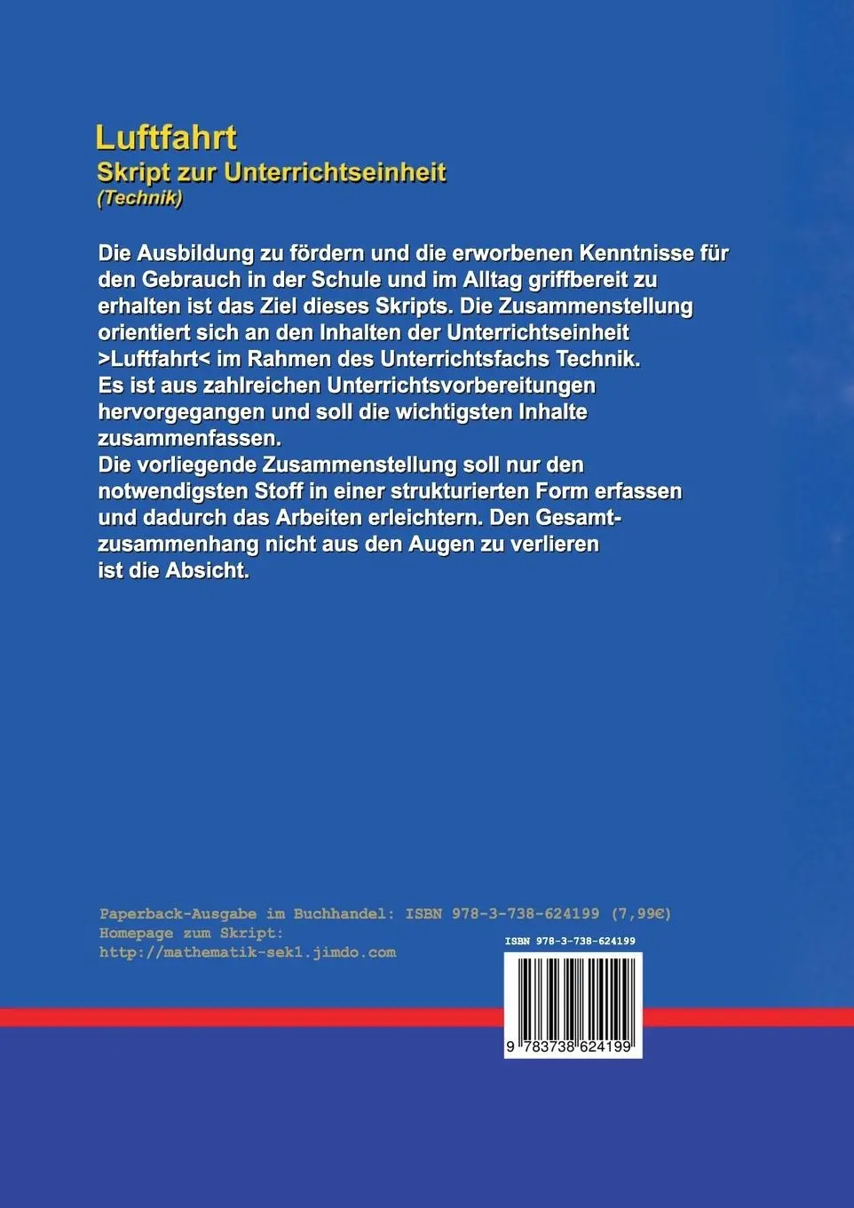 Rückseite: 9783738624199 | Luftfahrt | Skript zur Unterrichtseinheit | A. Rueff | Taschenbuch