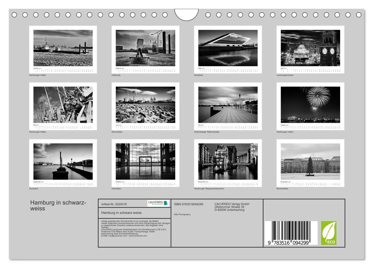 Bild: 9783516094299 | Hamburg in schwarz-weiss (Wandkalender 2026 DIN A4 quer), CALVENDO...