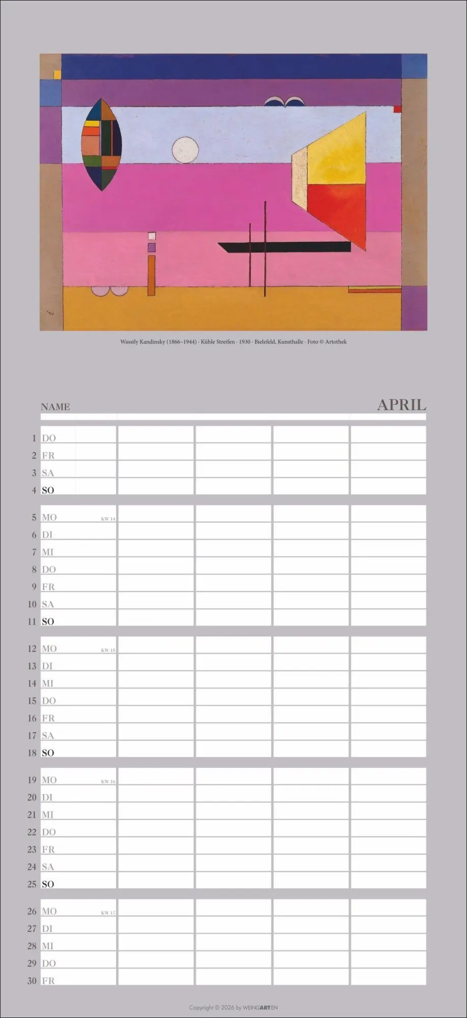 Bild: 9783839904299 | Kunst Familienplaner 2027 | Kandinsky | Kalender | 15 S. | Deutsch