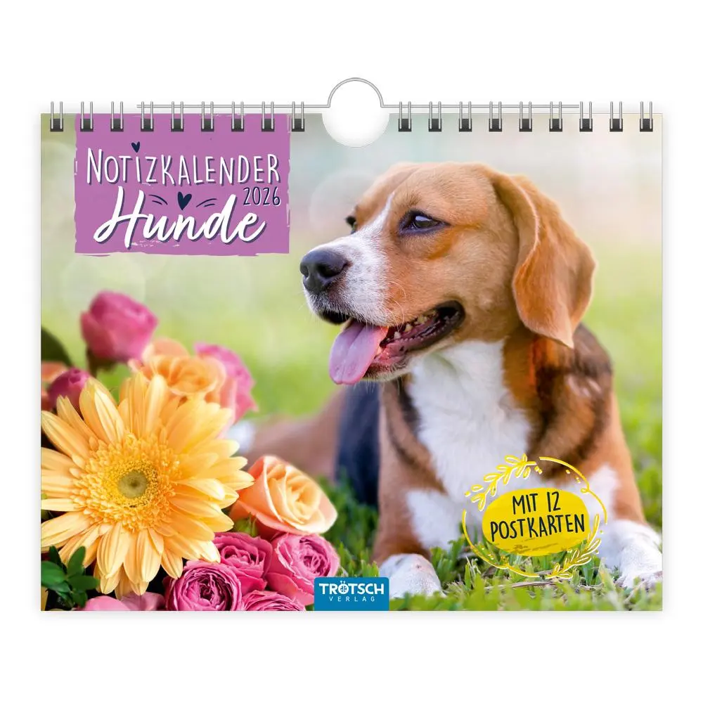 Cover: 9783988024299 | Trötsch Notizkalender Querformat Notizkalender Hunde 2026 mit 12...