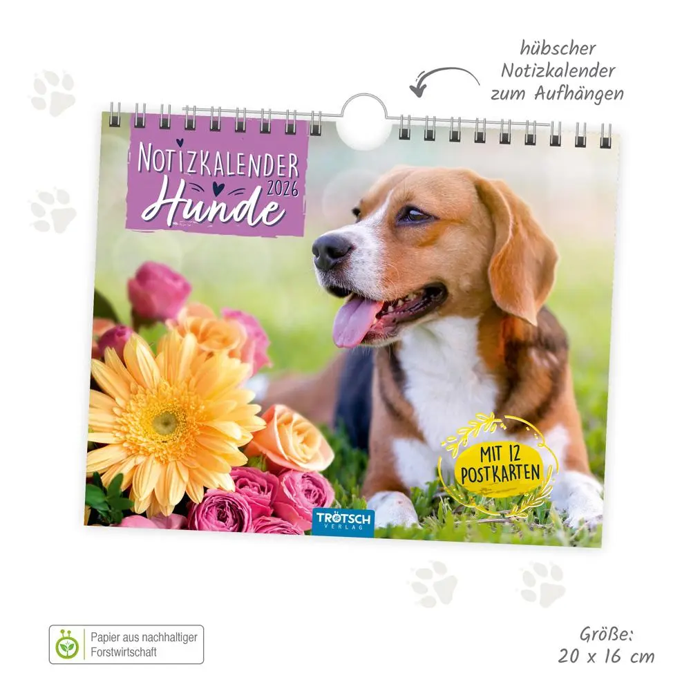 Bild: 9783988024299 | Trötsch Notizkalender Querformat Notizkalender Hunde 2026 mit 12...