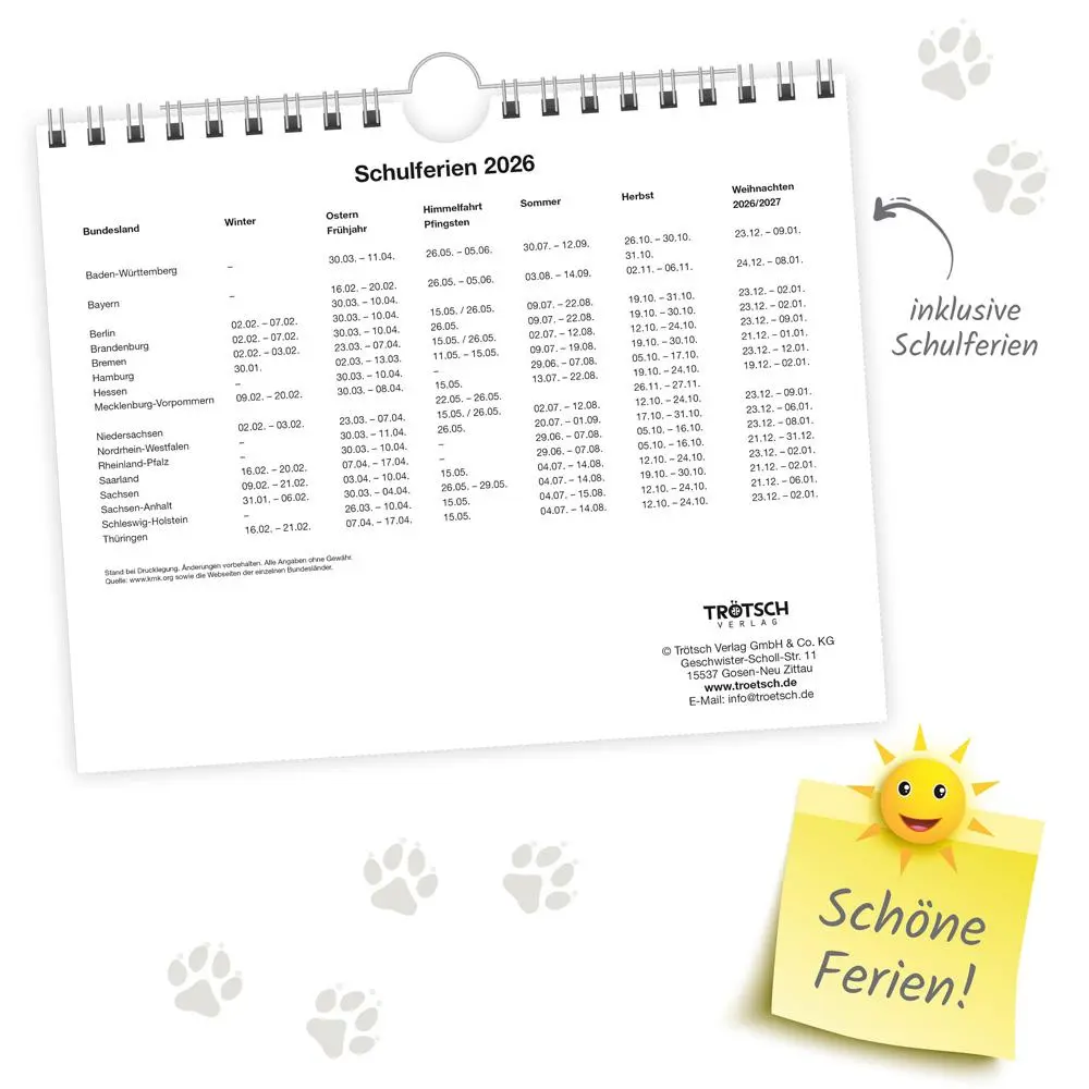 Bild: 9783988024299 | Trötsch Notizkalender Querformat Notizkalender Hunde 2026 mit 12...