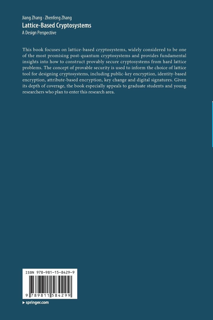 Rückseite: 9789811584299 | Lattice-Based Cryptosystems | A Design Perspective | Zhang (u. a.)