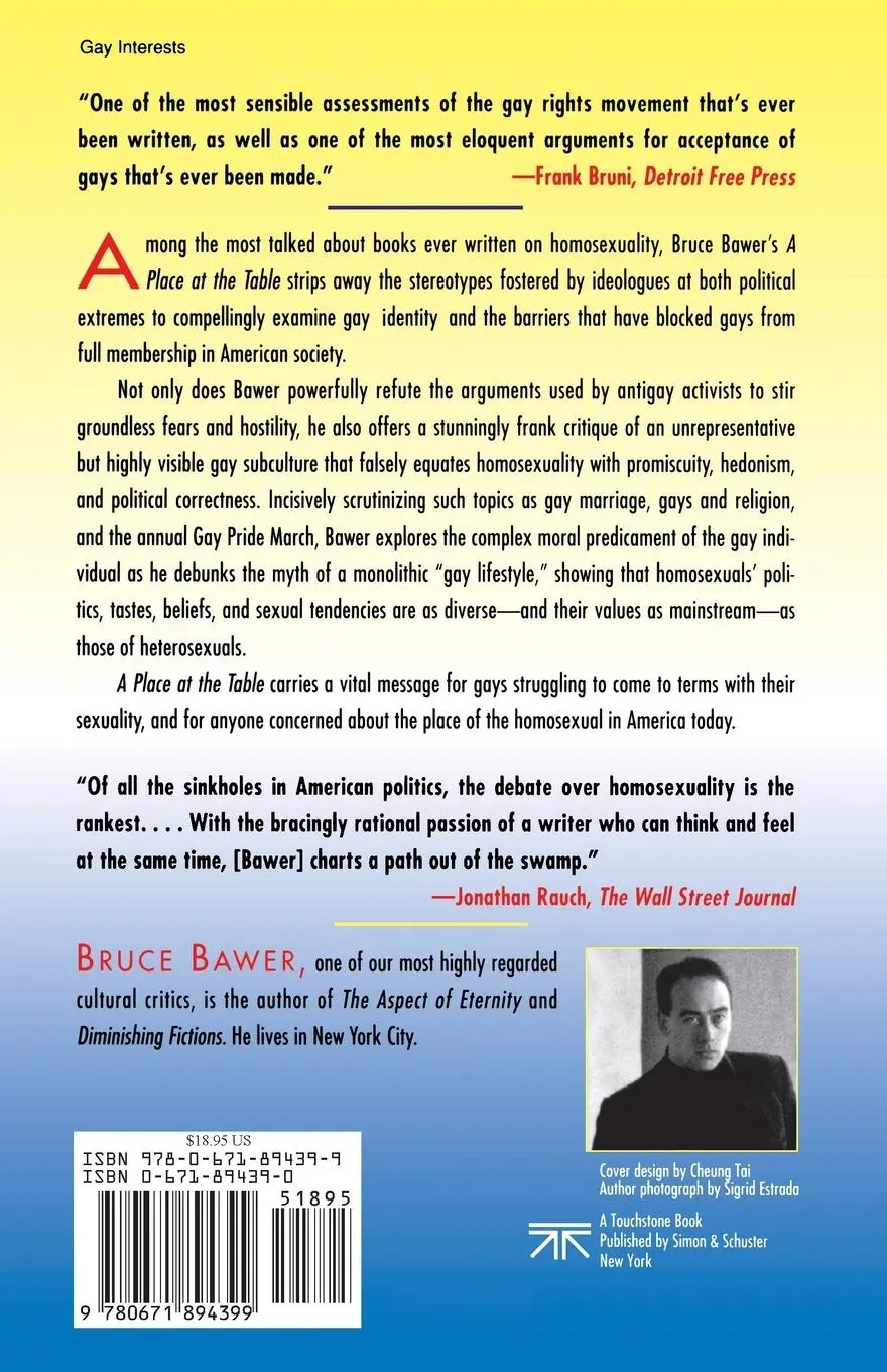 Rückseite: 9780671894399 | Place at the Table | The Gay Individual in American Society | Bawer