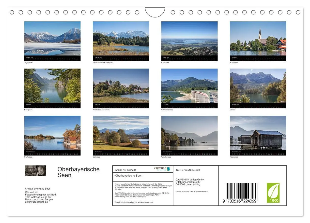 Bild: 9783516224399 | Oberbayerische Seen (Wandkalender 2026 DIN A4 quer), CALVENDO...