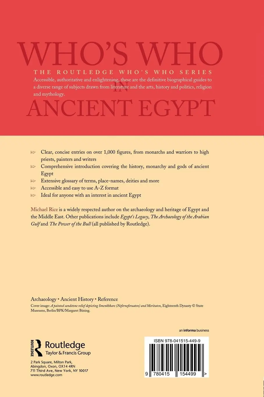 Rückseite: 9780415154499 | Who's Who in Ancient Egypt | Michael Rice | Taschenbuch | Englisch