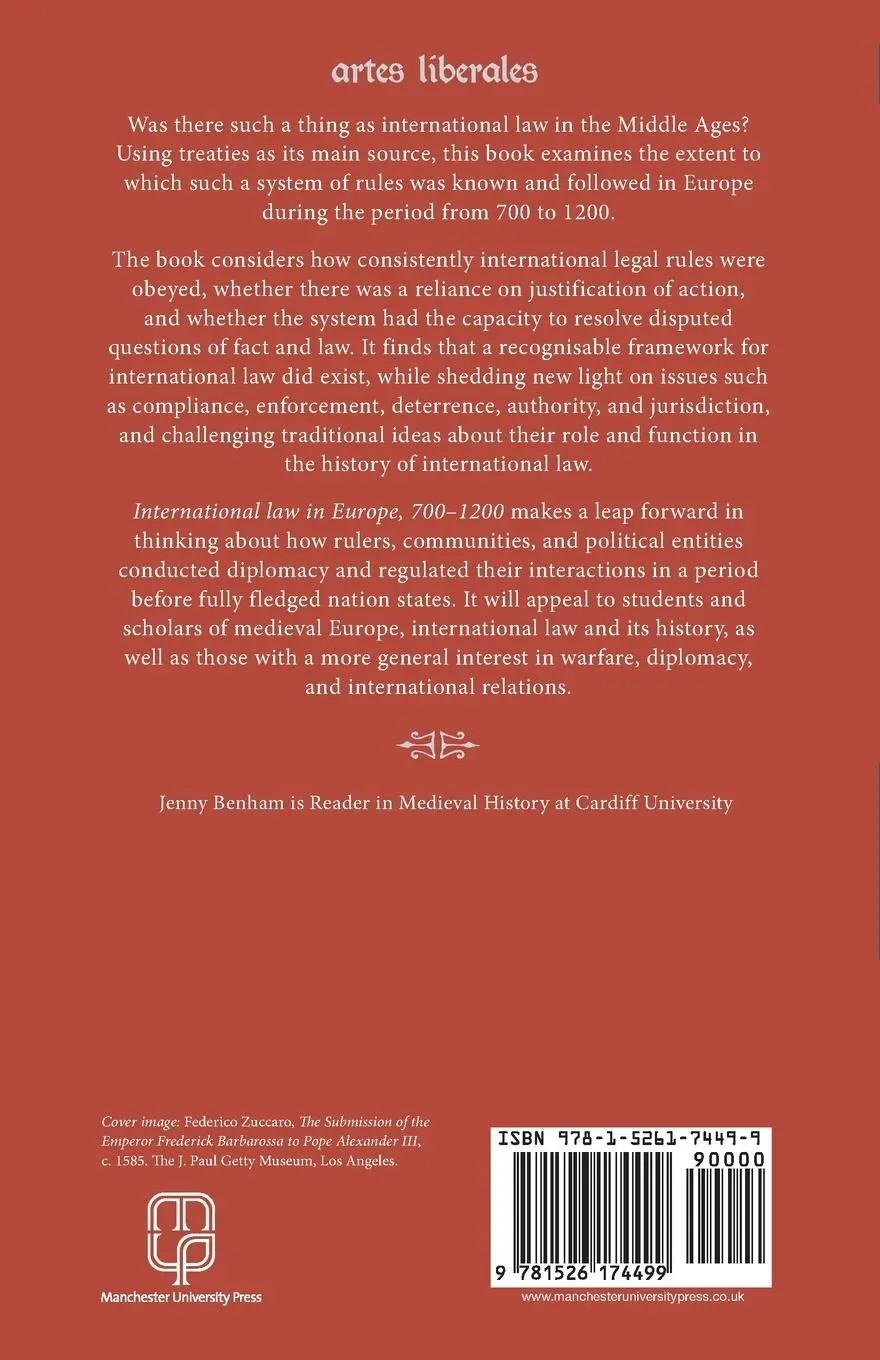 Rückseite: 9781526174499 | International law in Europe, 700-1200 | Jenny Benham | Taschenbuch