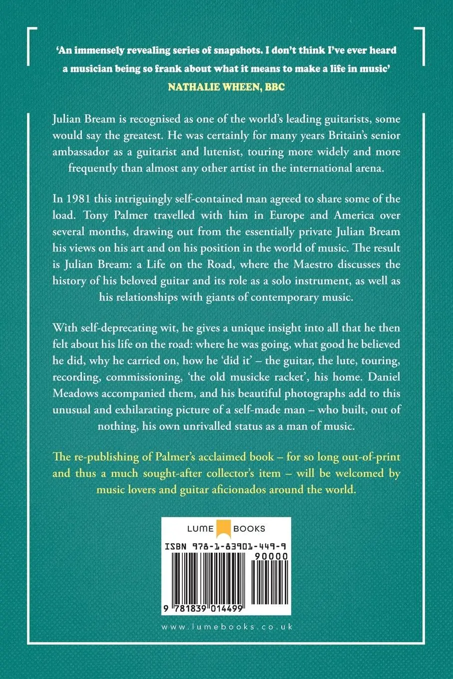 Rückseite: 9781839014499 | Julian Bream | A Life on the Road | Tony Palmer | Taschenbuch | 2021