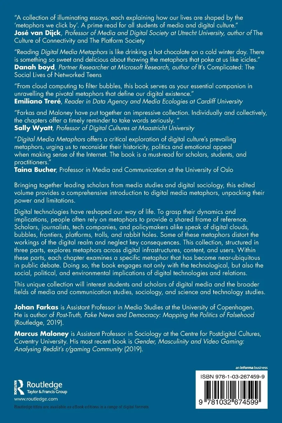 Rückseite: 9781032674599 | Digital Media Metaphors | A Critical Introduction | Farkas (u. a.)
