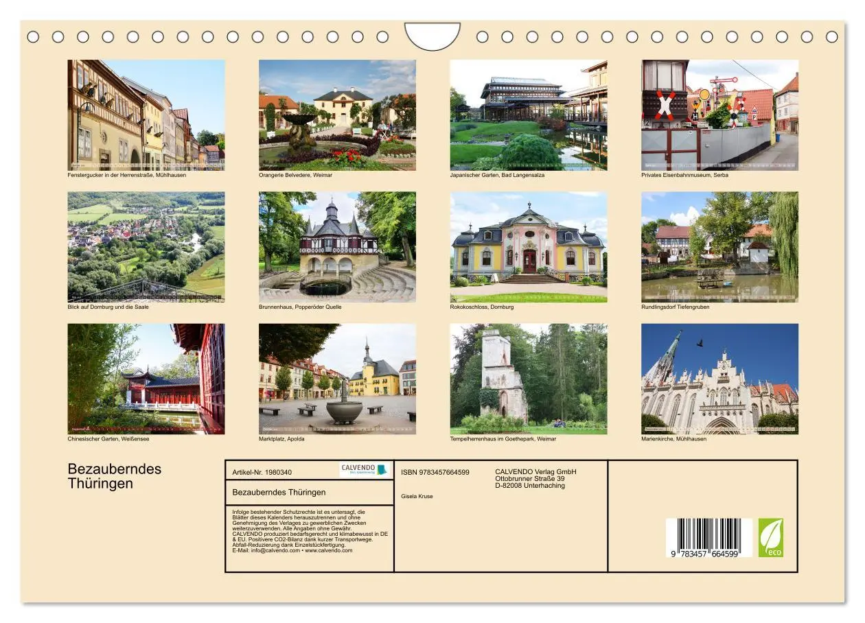 Bild: 9783457664599 | Bezauberndes Thüringen (Wandkalender 2026 DIN A4 quer), CALVENDO...