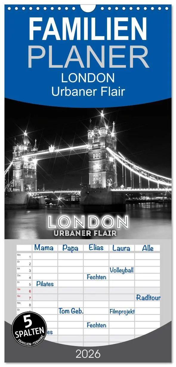 Cover: 9783516514599 | Familienplaner 2026 - LONDON Urbaner Flair mit 5 Spalten...