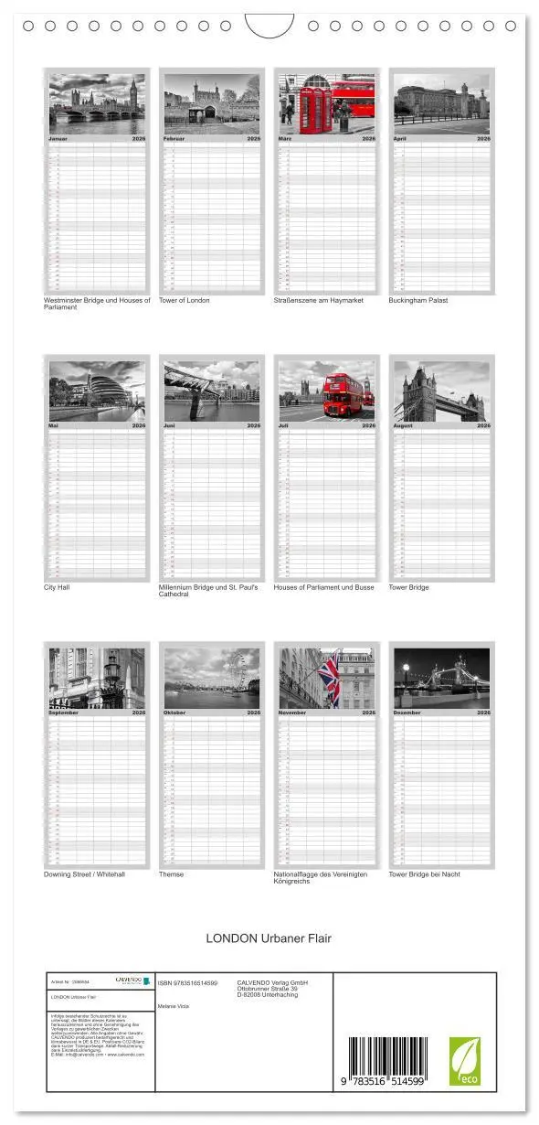 Bild: 9783516514599 | Familienplaner 2026 - LONDON Urbaner Flair mit 5 Spalten...