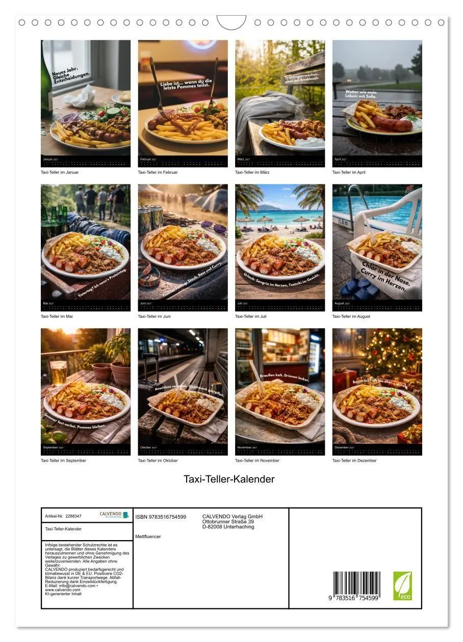 Bild: 9783516754599 | Taxi-Teller-Kalender (Wandkalender 2027 DIN A3 hoch), CALVENDO...