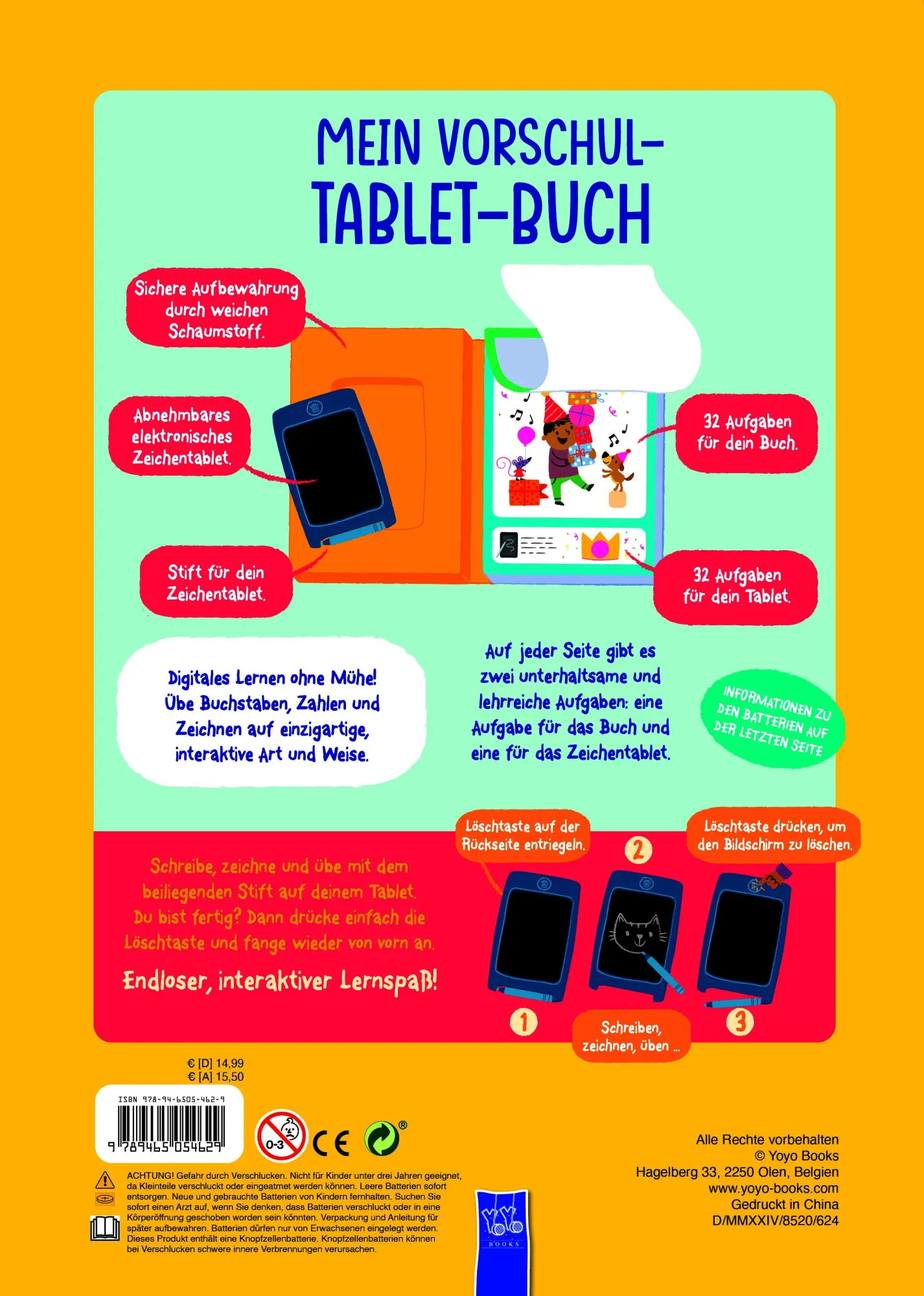 Rückseite: 9789465054599 | Mein Vorschul-Tablet-Buch 5 + (gelbes Cover) | Buch | 64 S. | Deutsch