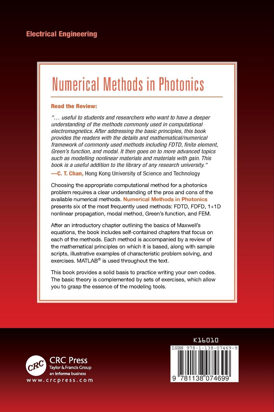 Rückseite: 9781138074699 | Numerical Methods in Photonics | Andrei V. Lavrinenko (u. a.) | Buch