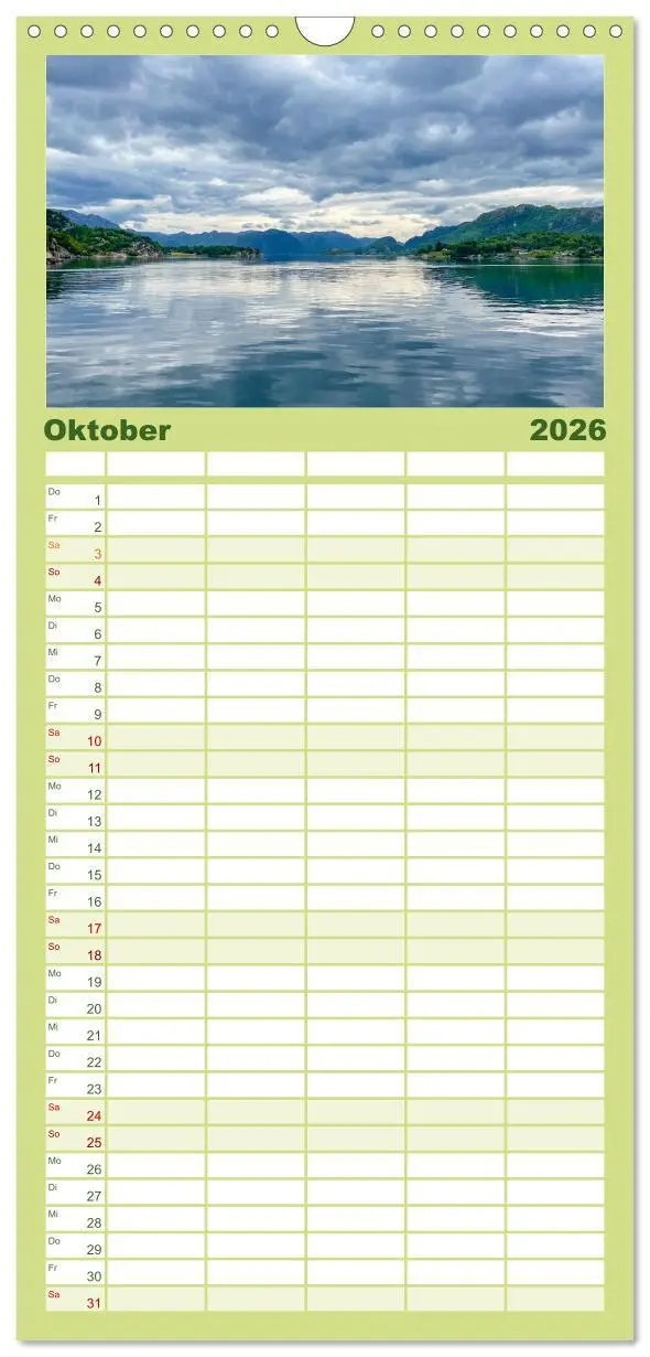 Bild: 9783516504699 | Familienplaner 2026 - Norwegens wunderschöne Fjorde mit 5 Spalten...