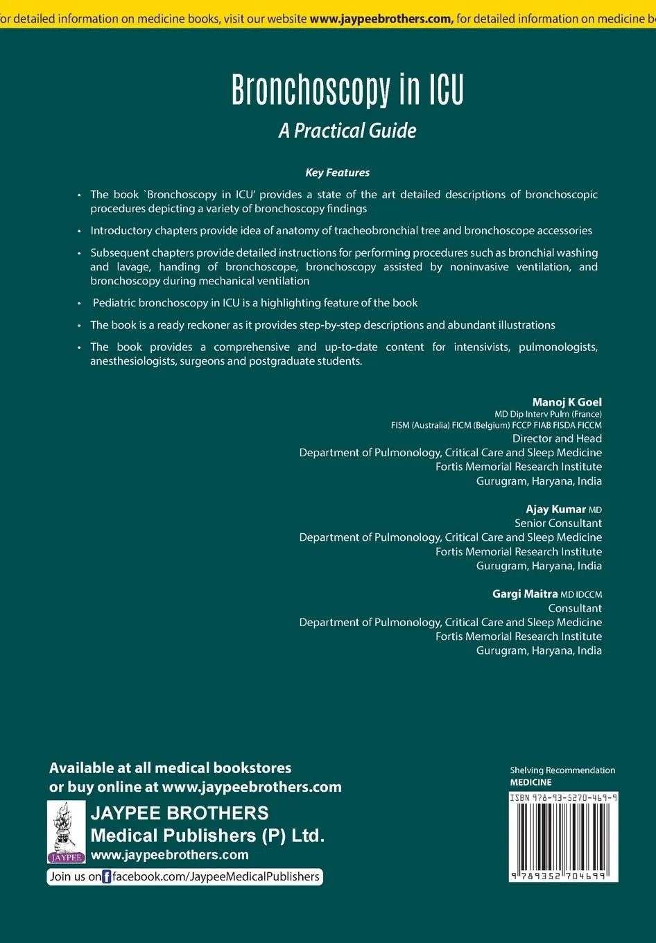 Rückseite: 9789352704699 | Bronchoscopy in ICU | A Practical Guide | Manoj K Goel (u. a.) | Buch